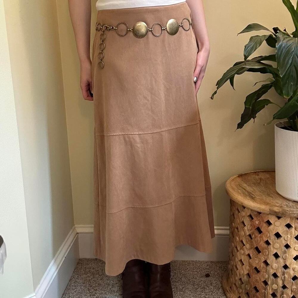 Laura scott tan midi skirt with a boho vibe size 10